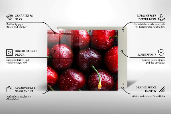 Skleněná deska do kuchyně Detailní záběr třešní