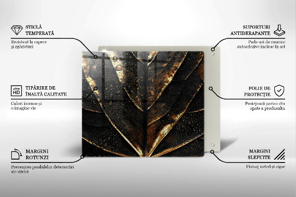 Skleněná deska do kuchyně Zlatý list