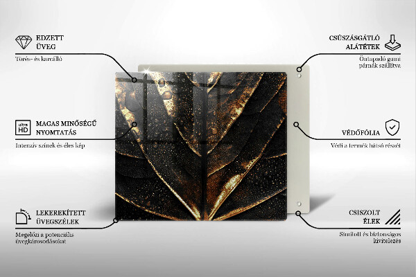 Skleněná deska do kuchyně Zlatý list