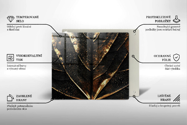 Skleněná deska do kuchyně Zlatý list