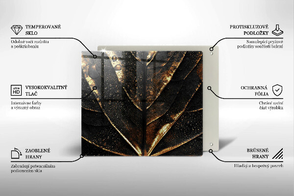 Skleněná deska do kuchyně Zlatý list