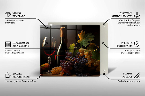 Skleněná deska do kuchyně Sklenka vína a hroznů