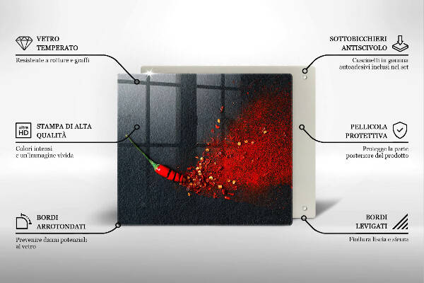 Krájecí prkénko skleněné Čili paprička