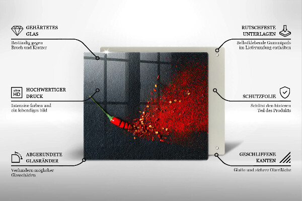 Krájecí prkénko skleněné Čili paprička