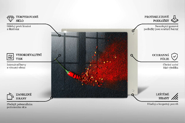Krájecí prkénko skleněné Čili paprička