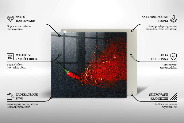 Krájecí prkénko skleněné Čili paprička