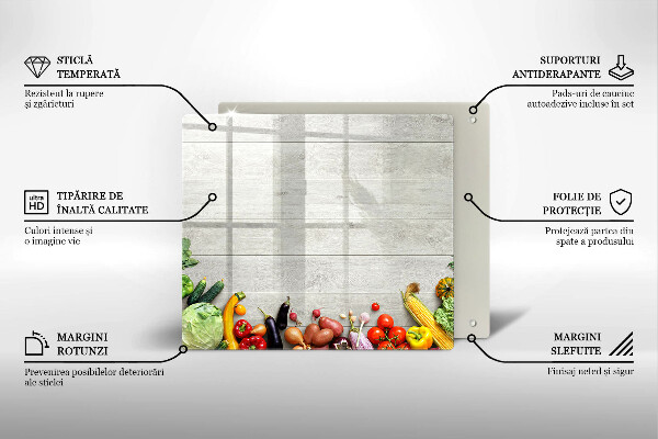 Krájecí prkénko skleněné Zelenina na prknech