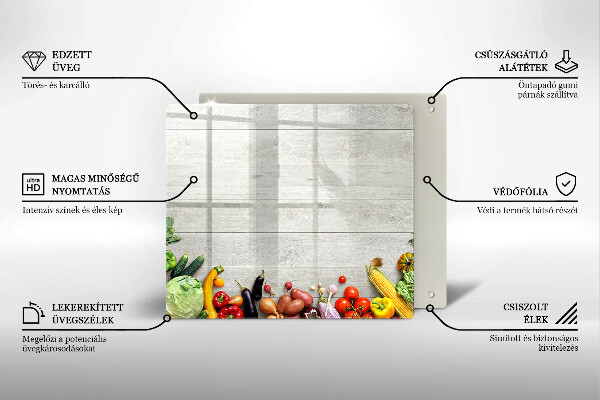 Krájecí prkénko skleněné Zelenina na prknech