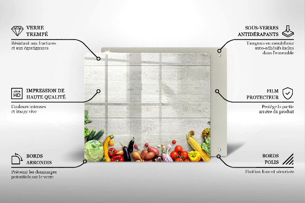 Krájecí prkénko skleněné Zelenina na prknech