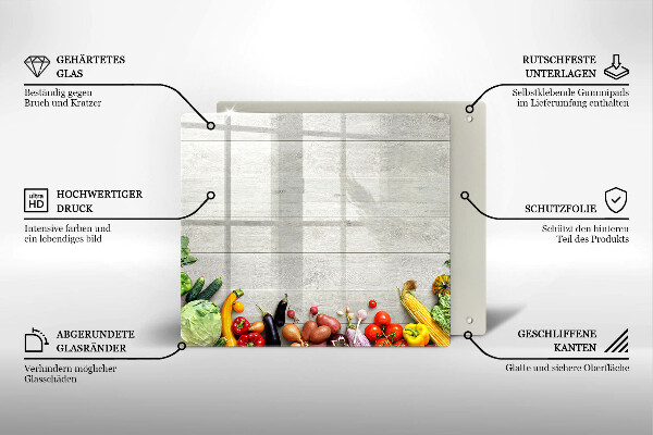 Krájecí prkénko skleněné Zelenina na prknech