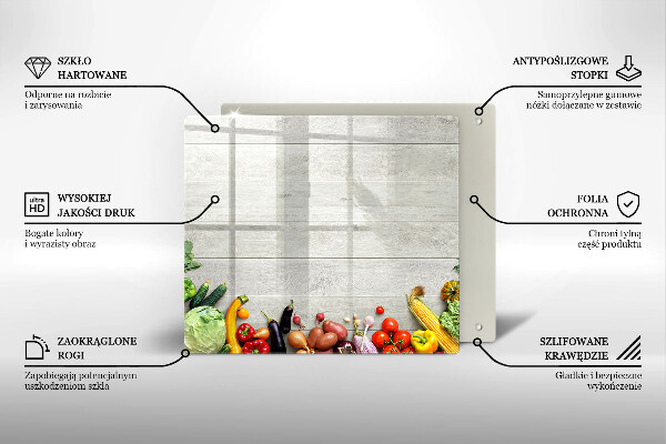 Krájecí prkénko skleněné Zelenina na prknech