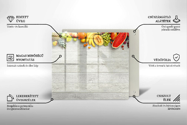 Krájecí prkénko skleněné Ovoce na prknech