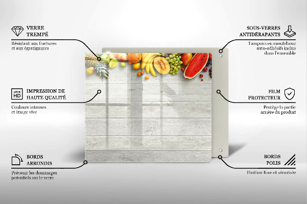 Krájecí prkénko skleněné Ovoce na prknech