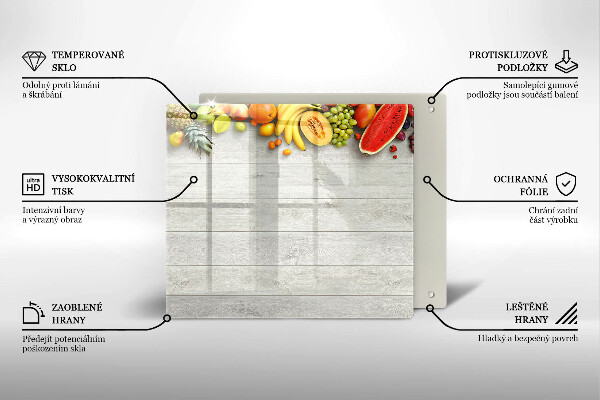 Krájecí prkénko skleněné Ovoce na prknech
