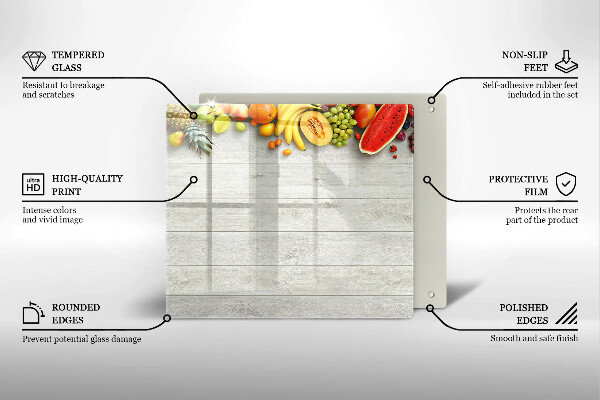 Krájecí prkénko skleněné Ovoce na prknech