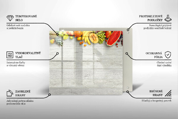 Krájecí prkénko skleněné Ovoce na prknech