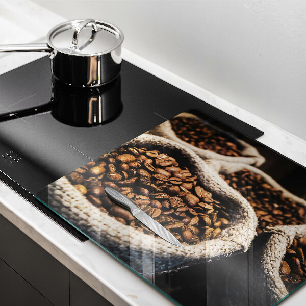 Skleněná deska do kuchyně Sáčky z kávových zrn