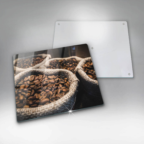 Skleněná deska do kuchyně Sáčky z kávových zrn