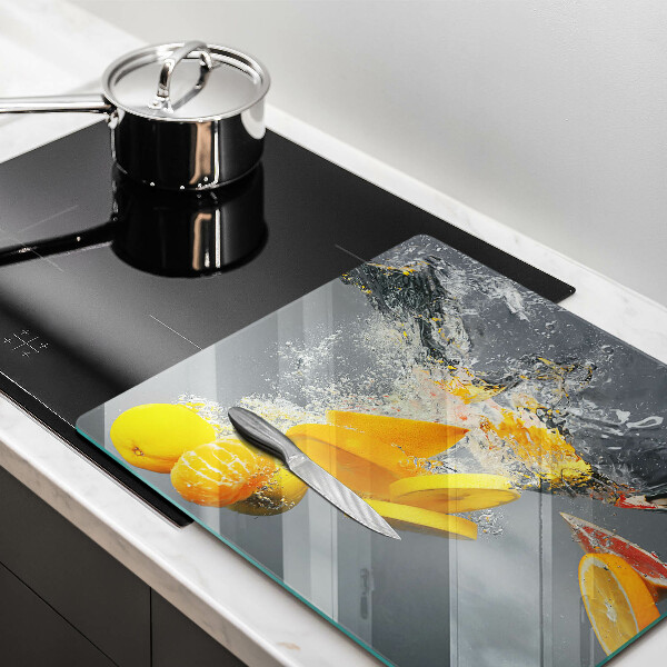 Skleněná deska do kuchyně Citrony ve vodě