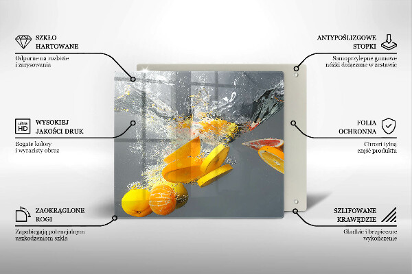 Skleněná deska do kuchyně Citrony ve vodě