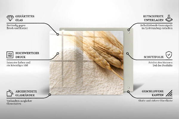 Skleněná deska do kuchyně Mouka a obilné klasy