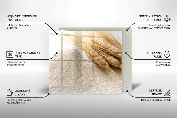 Skleněná deska do kuchyně Mouka a obilné klasy