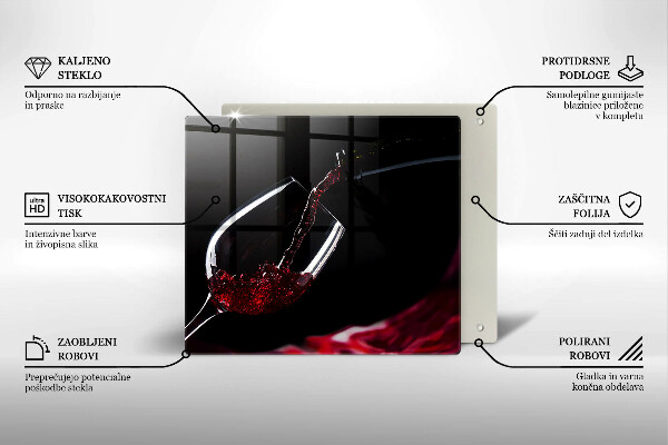 Skleněná krájecí deska Sklenka červeného vína