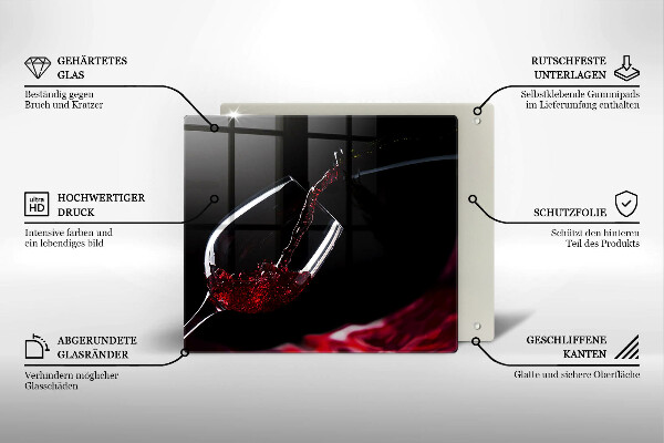 Skleněná krájecí deska Sklenka červeného vína