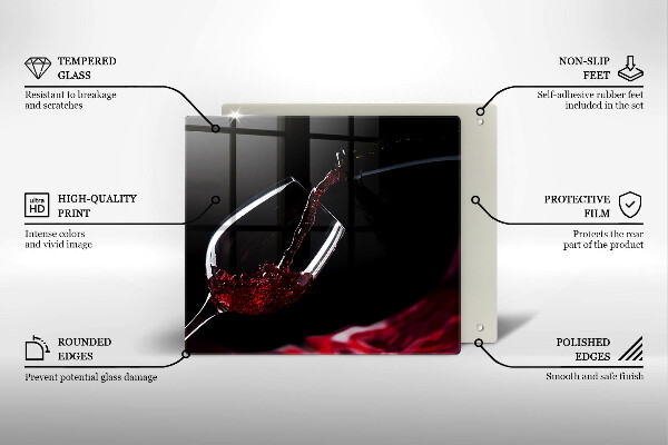 Skleněná krájecí deska Sklenka červeného vína