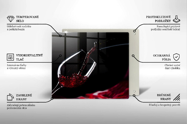 Skleněná krájecí deska Sklenka červeného vína