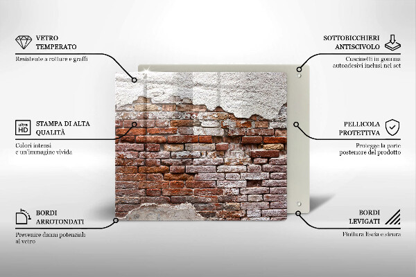 Skleněná krájecí deska Staré cihlové a betonové zdi