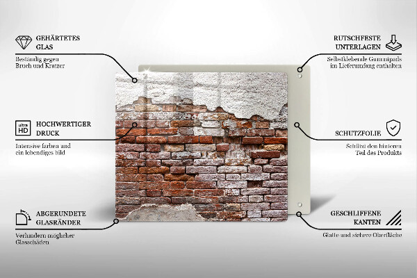 Skleněná krájecí deska Staré cihlové a betonové zdi