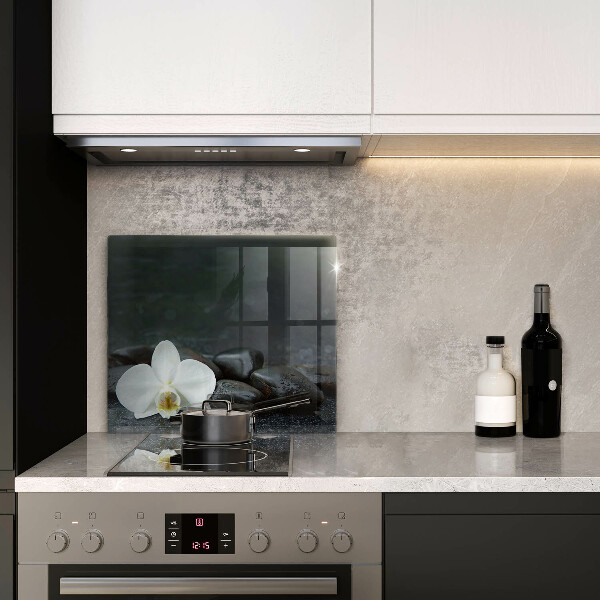 Skleněná krájecí deska Bílý květ zen kameny