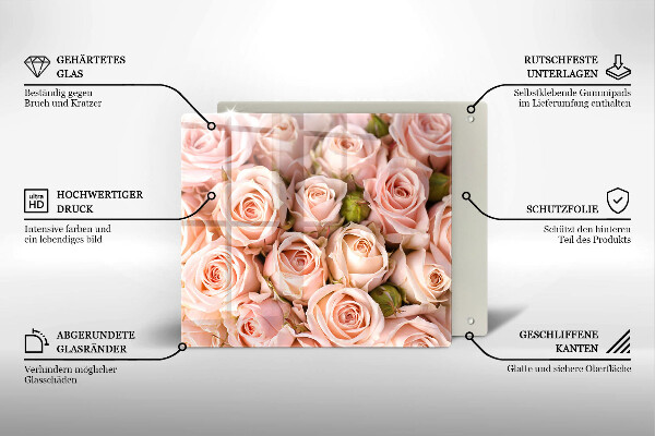 Skleněná krájecí deska Kytice jemných růží