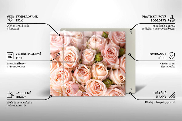 Skleněná krájecí deska Kytice jemných růží