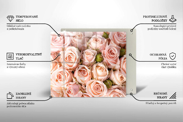 Skleněná krájecí deska Kytice jemných růží