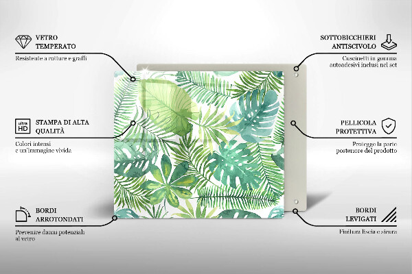 Skleněná krájecí deska Akvarel boho listy