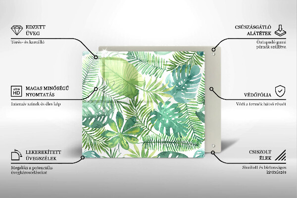 Skleněná krájecí deska Akvarel boho listy