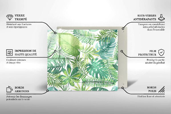 Skleněná krájecí deska Akvarel boho listy