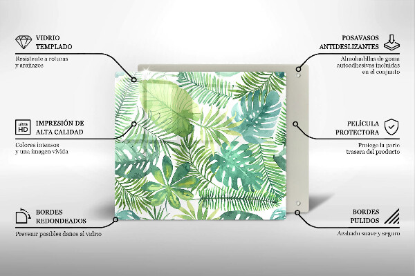 Skleněná krájecí deska Akvarel boho listy