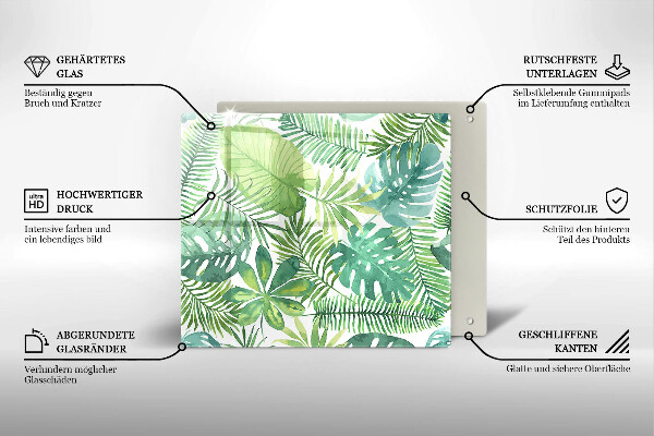 Skleněná krájecí deska Akvarel boho listy