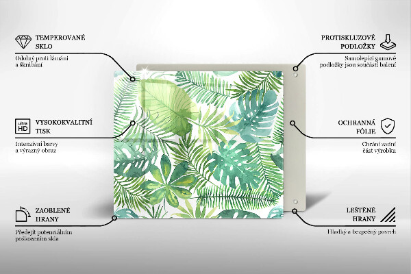 Skleněná krájecí deska Akvarel boho listy