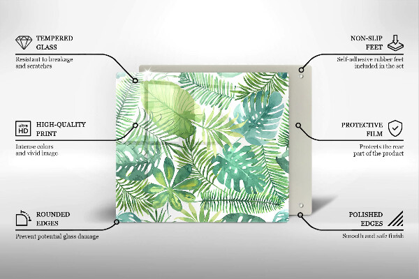 Skleněná krájecí deska Akvarel boho listy