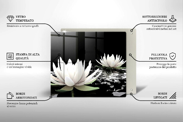 Skleněná krájecí deska Bílé lilie na vodě