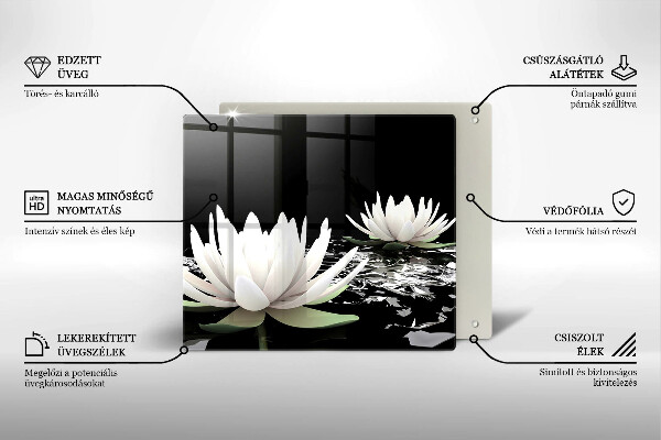 Skleněná krájecí deska Bílé lilie na vodě