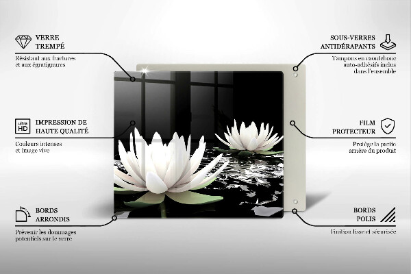 Skleněná krájecí deska Bílé lilie na vodě