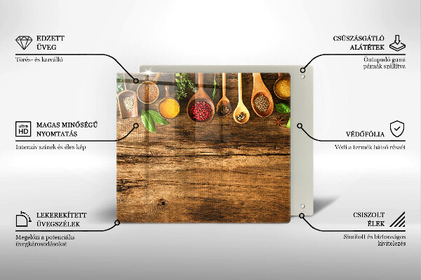 Skleněná krájecí deska Dřevěné lžíce koření