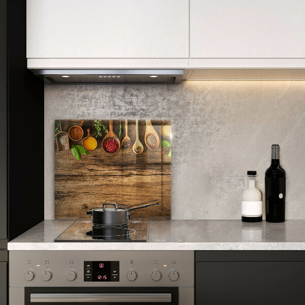 Skleněná krájecí deska Dřevěné lžíce koření