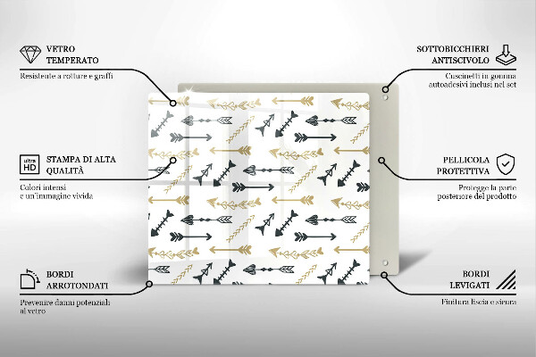 Skleněná krájecí deska Vzor boho šipky
