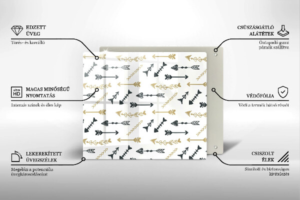 Skleněná krájecí deska Vzor boho šipky